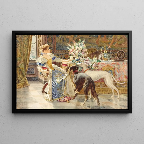 Belisario Gioja - Seated Lady with Greyhounds.webp