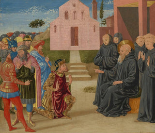 Totila vor dem heiligen Benedikt - Benozzo Gozzoli — Ansicht des Kunstwerks