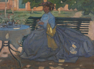 Frau an einem Gartentisch - Bernard Boutet de Monvel — Ansicht des Kunstwerks