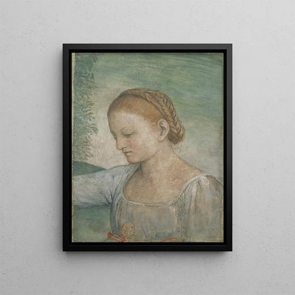 Kopf eines Mädchens - Bernardino Luini — gerahmtes Bild an der Wand
