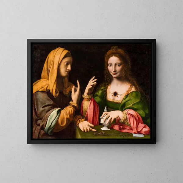 Die Bekehrung der Maria Magdalena - Bernardino Luini — gerahmtes Bild an der Wand