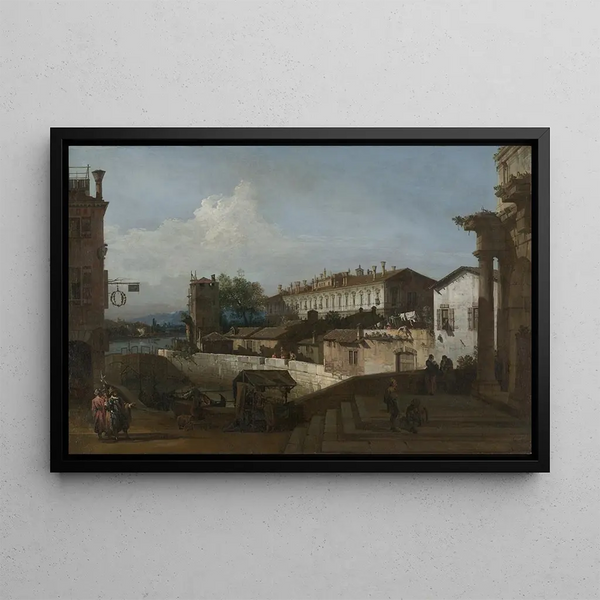 L'Écluse à Dolo - Bernardo Bellotto — gerahmtes Bild an der Wand