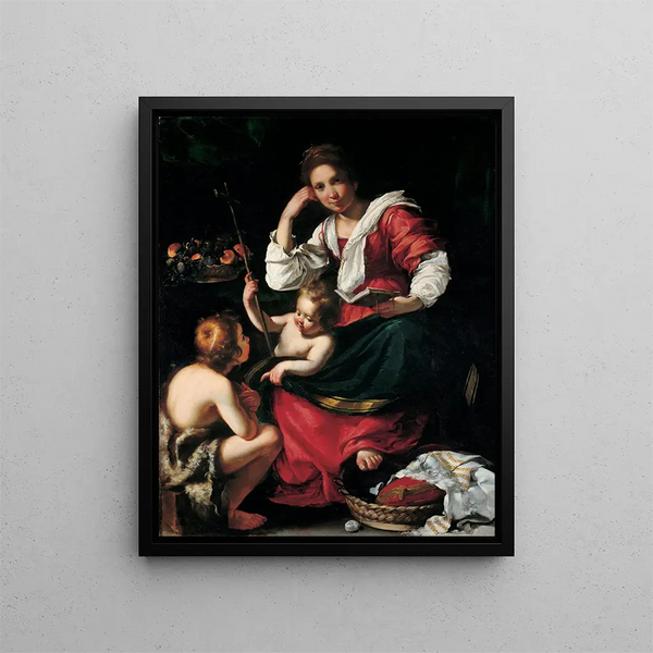Die Jungfrau mit dem Kind und dem heiligen Johannesknaben - Bernardo Strozzi — gerahmtes Bild an der Wand