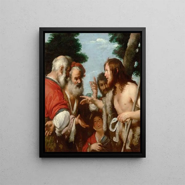 Das Predigt des heiligen Johannes der Täufer - Bernardo Strozzi — gerahmtes Bild an der Wand