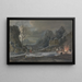 Winterlandschaft bei Mondschein, rechts die Bauern, die ein großes Feuer unterhalten - Bernhard Hendrik Thier — gerahmtes Bild an der Wand