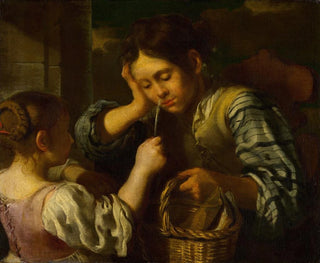 Mädchen, das einen Jungen neckt - Bernhard Keil — Ansicht des Kunstwerks
