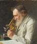Alex Niskov mit einem Mikroskop - Bernhard Störmann — Ansicht des Kunstwerks
