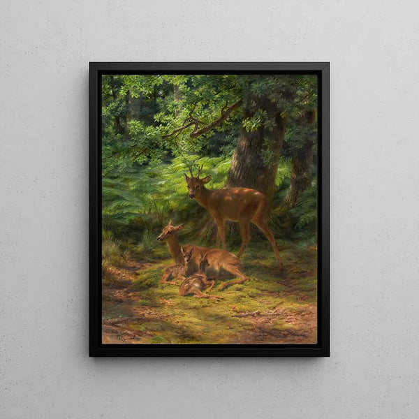 Biches et cerf au repos - Rosa Bonheur | Reproduction Tableau Décoration murale affiche copie