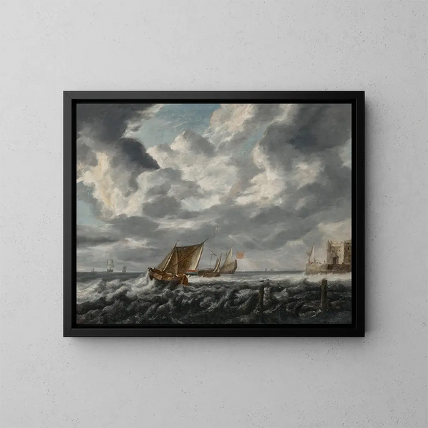 Vesles naviguant sur des eaux agitées - Bonaventura Peeters der Ältere — gerahmtes Bild an der Wand