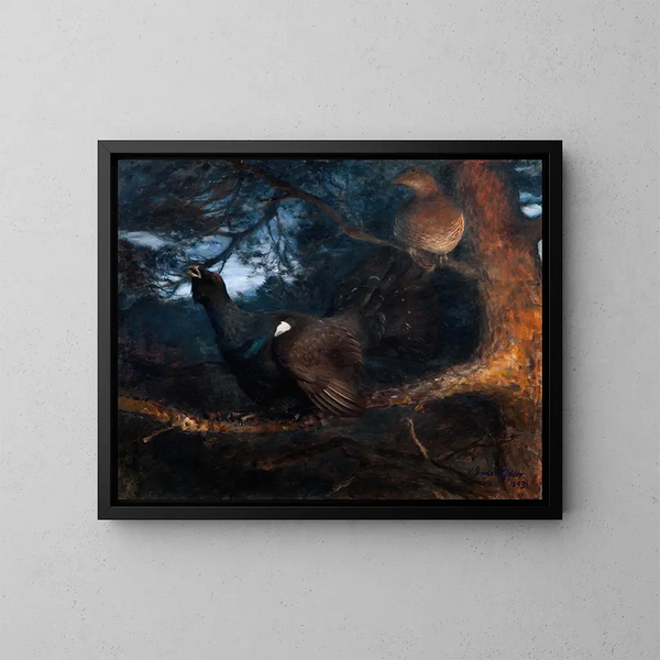 L'accouplement des tétras lyres - Bruno Liljefors — gerahmtes Bild an der Wand