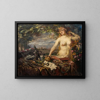 Akt weiblich mit Stillleben - Burkhard Mangold — gerahmtes Bild an der Wand