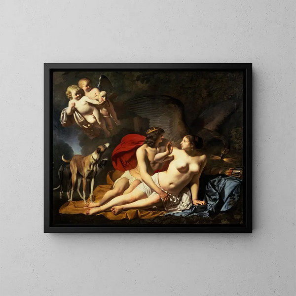 Jupiter und Callisto - Caesar van Everdingen — gerahmtes Bild an der Wand