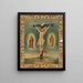 Rahmen mit Kruzifix und Blumenkranz - Calvert Litho & Co.. — gerahmtes Bild an der Wand