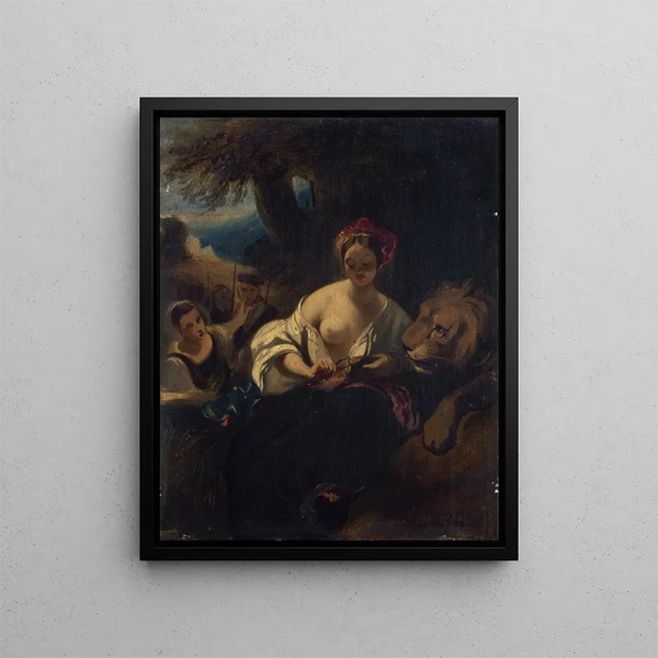 Der verliebte Löwe - Camille Joseph Étienne Roqueplan — gerahmtes Bild an der Wand