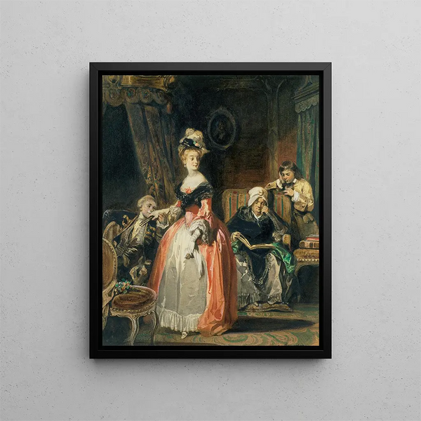 Der gestohlene Kuss - Camille Joseph Étienne Roqueplan — gerahmtes Bild an der Wand