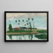 Dorf am Teichufer - Camille Pissarro — gerahmtes Bild an der Wand
