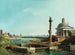 eines Schlosses, einer Säule und einer Kirche am Ufer einer Lagune - Canaletto — Ansicht des Kunstwerks