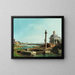 eines Schlosses, einer Säule und einer Kirche am Ufer einer Lagune - Canaletto — gerahmtes Bild an der Wand
