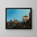 eines Gemäldes "Eine Insel in der Lagune mit einem Tor und einer Kirche" - Canaletto — gerahmtes Bild an der Wand