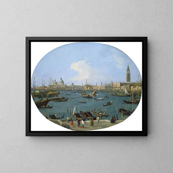 Ansicht vom Bacino di San Marco in Venedig - Canaletto — gerahmtes Bild an der Wand