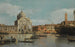 Venedig Eine Ansicht der Redentore- und San Giacomo-Kirchen mit einem angelegten Kriegsschiff, Gondeln und Barkassen - Canaletto — Ansicht des Kunstwerks