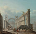 Caprice mit Figuren vor den Ruinen einer Kirche - Pietro Bellotti — Ansicht des Kunstwerks