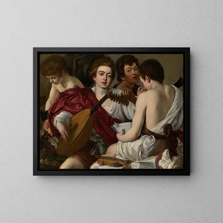 Die Musiker - Caravaggio — gerahmtes Bild an der Wand