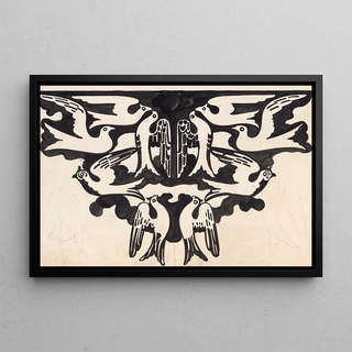 Carel Adolph Lion Cachet - Ontwerp voor wandtapijt met tien duiven.webp