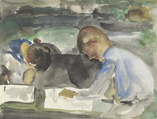 Zwei Kinder zeichnend - Carel Adolph Lion Cachet — Ansicht des Kunstwerks