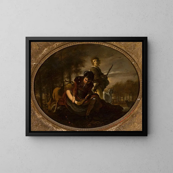 Vorbereitungen vor dem Überqueren des Flusses - Carel de Moor II — gerahmtes Bild an der Wand
