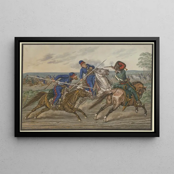 Carl Adolph Heinrich Hess - Reiterkampf zwischen Kosaken und Franzosen.webp