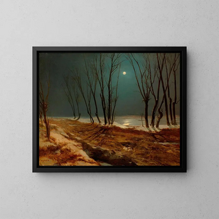 Winterlandschaft im Mondschein - Carl Blechen — gerahmtes Bild an der Wand