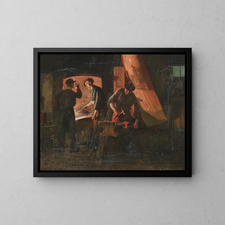 In einer Schmiede - Carl Carlsen — gerahmtes Bild an der Wand