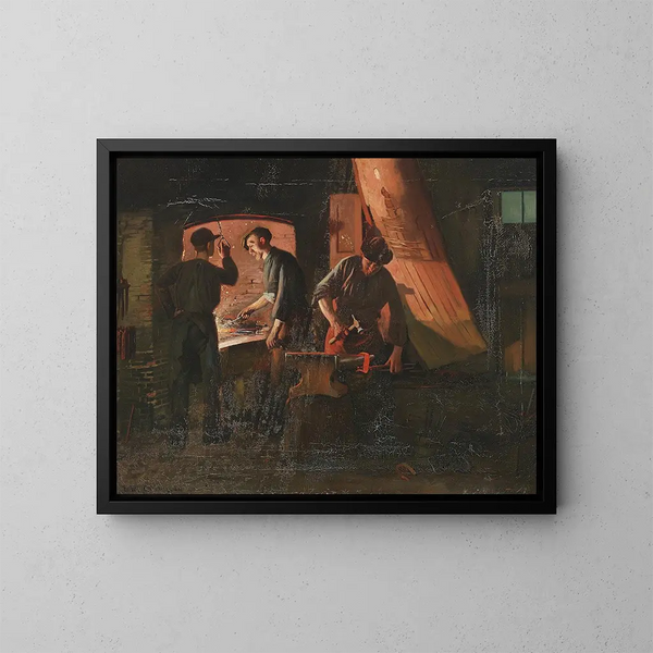 In einer Schmiede - Carl Carlsen — gerahmtes Bild an der Wand