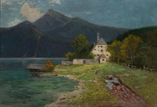 Carl Ernst Morgenstern - Landscape with a lake in the mountains.webp