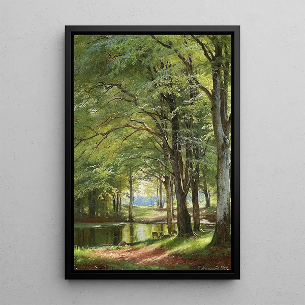 Bach durch den Wald - Carl Frederik Aagaard — gerahmtes Bild an der Wand