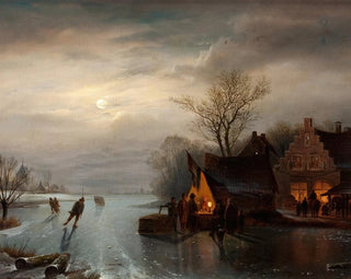 Szene des Schlittschuhlaufens in Amsterdam - Carl Frederik Sørensen — Ansicht des Kunstwerks