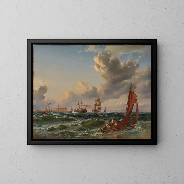 Parti de la mer de Øresund avec Kronborg - Carl Frederik Sørensen — gerahmtes Bild an der Wand