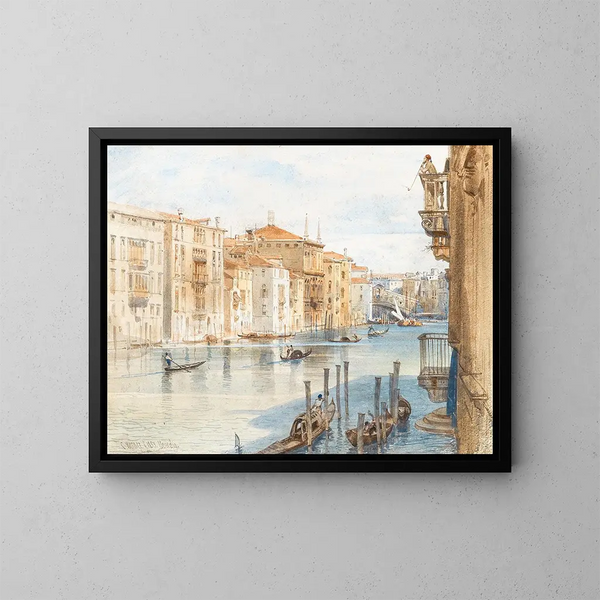 Großer Kanal und Rialto-Brücke - Carl Friedrich Heinrich Werner — gerahmtes Bild an der Wand