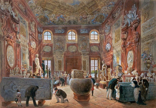 Carl Goebel the younger - Der groe Marmorsaal des Unteren Belvederes mit den Skulpturen der Antikensammlung.webp