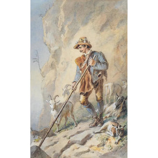 Carl Goebel the younger - Rosenblatt huntsman in ordinary of Archduke John of Austria as goatherd in the mountains.webp