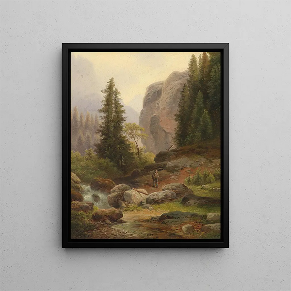 Jäger in den Hochalpen - Carl Hasch — gerahmtes Bild an der Wand