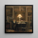 Eine Dame liest bei Lampe - Carl Holse — gerahmtes Bild an der Wand