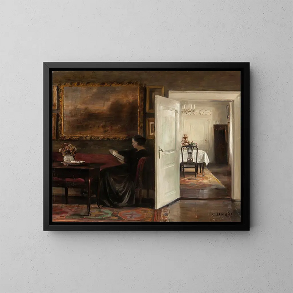 Lesung an einem ruhigen Nachmittag - Carl Holse — gerahmtes Bild an der Wand