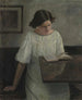 Das Gemälde Die Frau des Künstlers beim Lesen in Weiß - Carl Holse — Ansicht des Kunstwerks