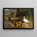 Enten am Wasserufer - Carl Jutz — gerahmtes Bild an der Wand