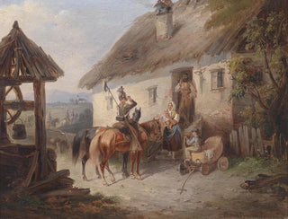 Uhlans autrichiens devant une ferme - Carl Martin Ebersberg — Ansicht des Kunstwerks