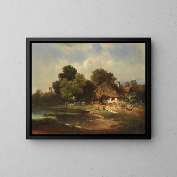 Landschaft mit Bauernhof - Carl Millner — gerahmtes Bild an der Wand