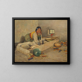 Frau Hopi figurbetont aus Mais - Carl Moon — gerahmtes Bild an der Wand