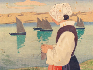 Bretonisches Gemälde beim Stricken - Carl Moser — Ansicht des Kunstwerks